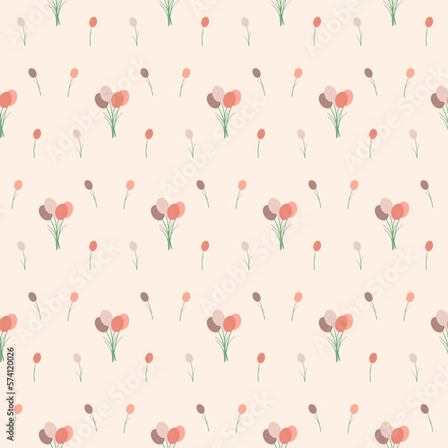 A bunch of pink tone grass flowers on a pink tone background. It is a seamless pattern that looks beautiful and attractive.