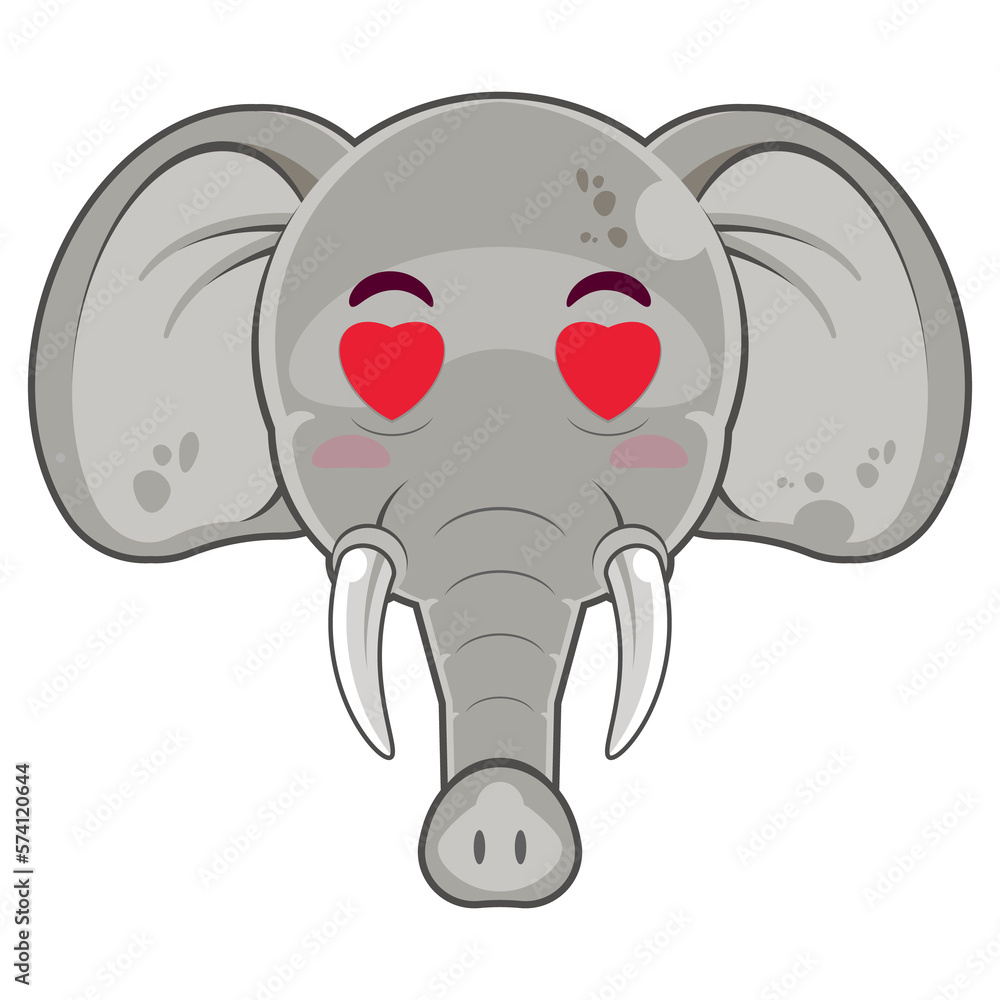 Fototapeta premium elephant in love face cartoon cute
