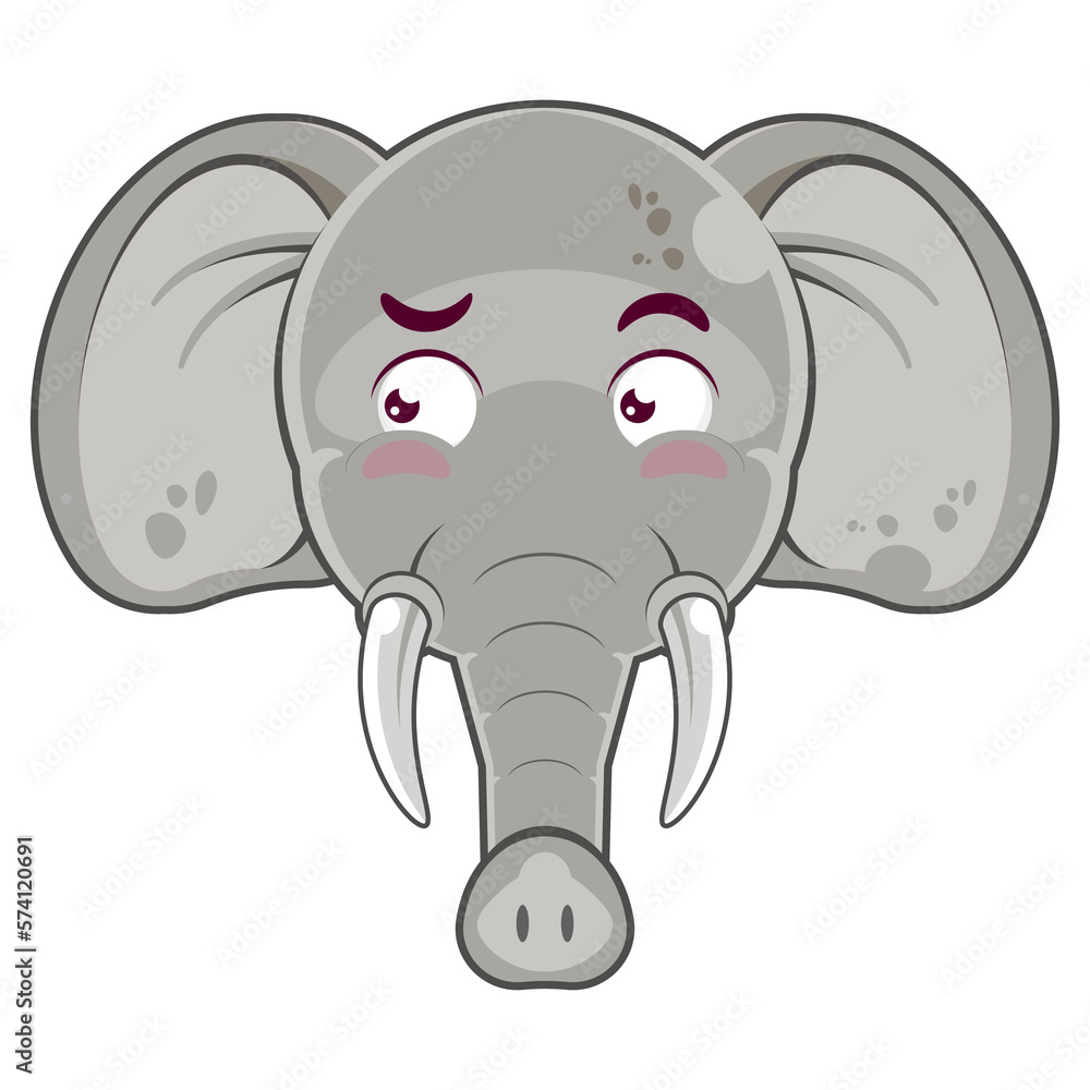 elephant angry face cartoon cute