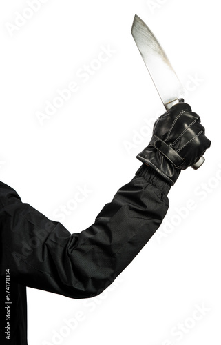 Hand holding a knife isolated on 
white background, Hand Holding knife on White Background With clipping path.