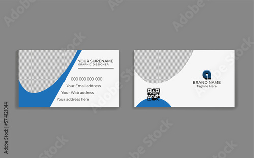 Fototapeta Naklejka Na Ścianę i Meble -  business card template, Double-sided creative Professional modern simple unique blue minimalist gold elegant vector blank vertical and clean business card design print template.
