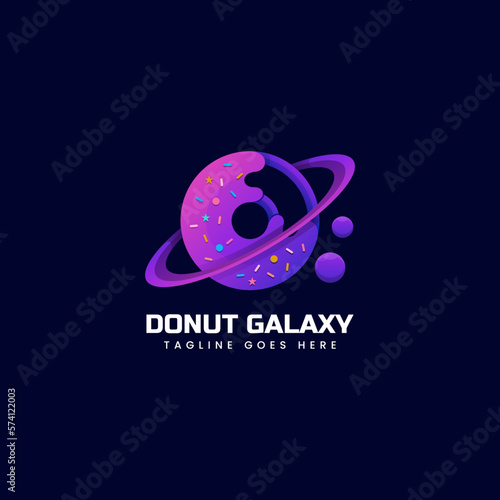 Vector Logo Illustration Doughnut Galaxy Gradient Colorful Style.