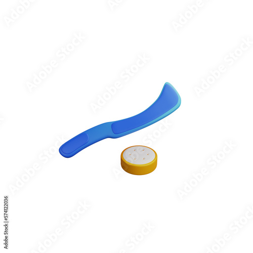 Underwater hockey. Hockey stick and puck 3D render icon isolated white background. photo