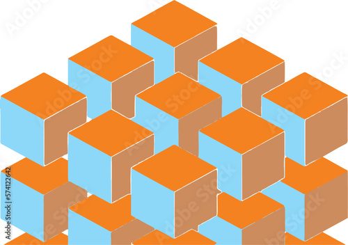 Arranged square blocks in 3d modeling. cubes background editable vector illustration. Multipurpose background  easy to change color or size. eps 10.