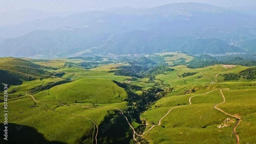 Vast green landscape in Dimats mountains, Armenia - drone push-in shot Vast green landscape in Dimats mountains, Armenia - drone push-in shot