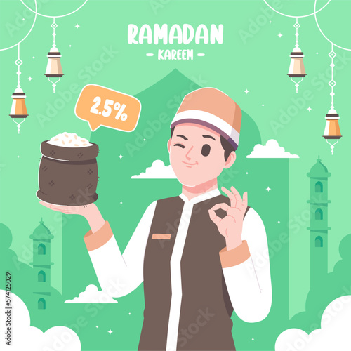 islamic zakat fitrah illustration background