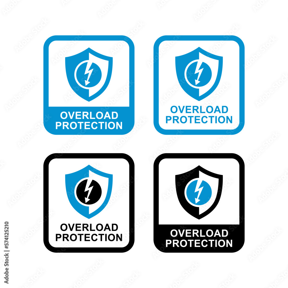 Overload protection shield logo badge set. Suitable for product label and information Overload protection shield logo badge set. Suitable for product label and information