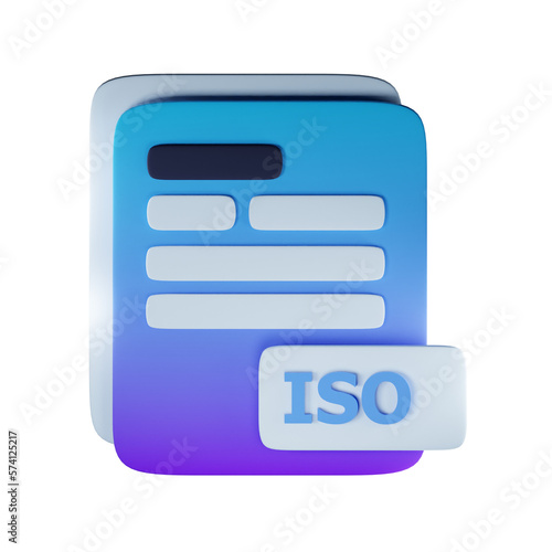 3d Render Illustration Icon Modern Iso File Extension 3D Icon Documents Management © Helicastd