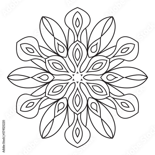 Easy Mandalas Design. Elegant Simple mandala flowers page intricate lines patterns wall art  invitations  tattoo  designs  basic mandalas Coloring page