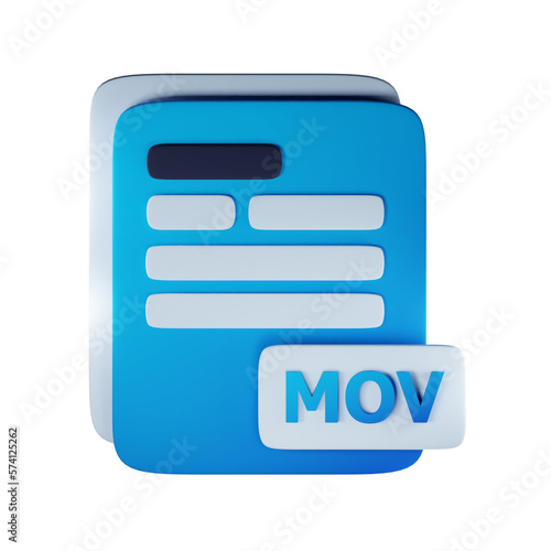 3d Render Illustration Icon Modern Mov File Extension 3D Icon Documents Management © Helicastd