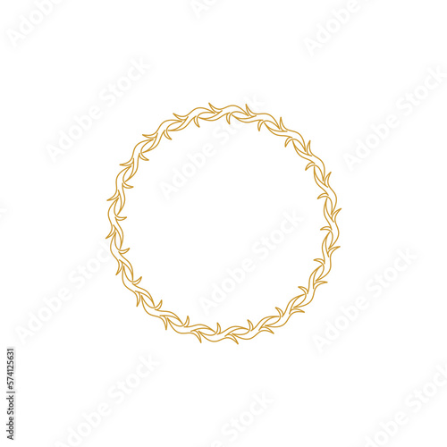 Decorative line art frames for design template. Lace illustration for invitations and greeting cards. Circle leaf frame vector. 