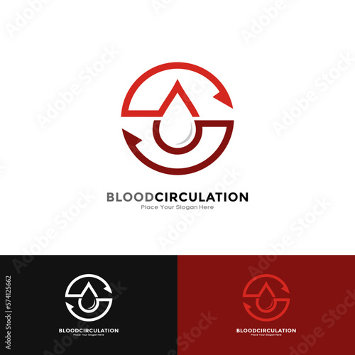 Blood circulation system with circle arrow logo vector template . Suitable for business, health, blood symbol,  social, charity