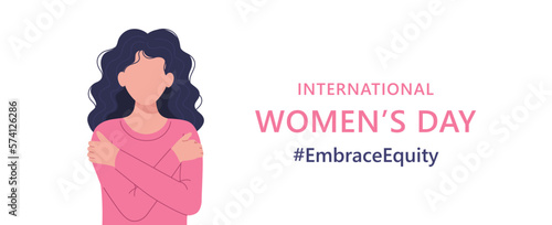 International Women's Day banner. #EmbraceEquity Women's Day vector illustration.