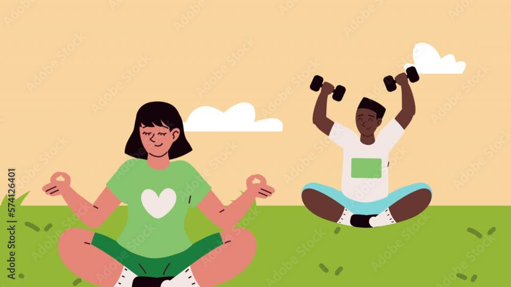 interracial athletes couple fitness characters