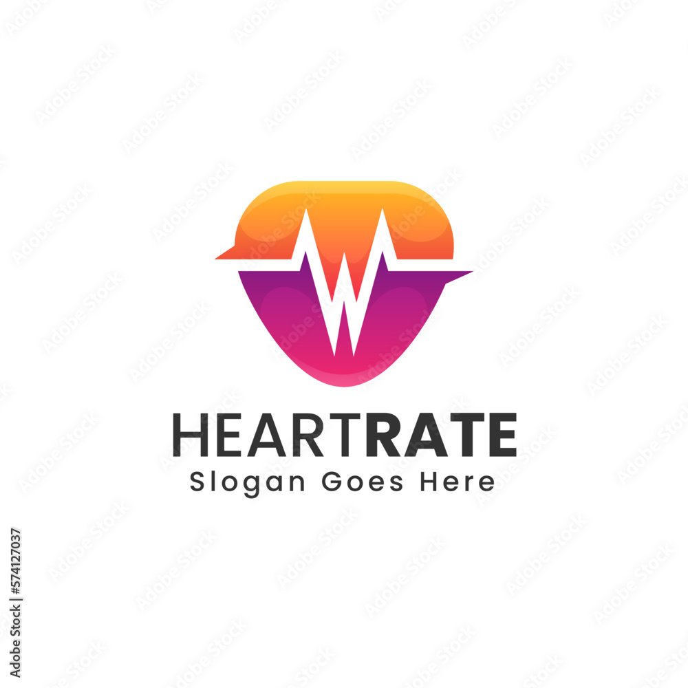Vector Logo Illustration Heart Rate Gradient Colorful Style