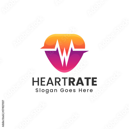 Vector Logo Illustration Heart Rate Gradient Colorful Style