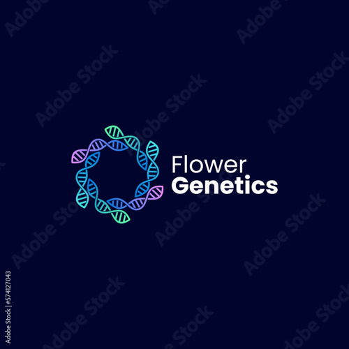 Vector Logo Illustration Flower Genetic Gradient Colorful Style