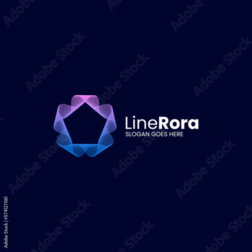 Vector Logo Illustration Aurora Gradient Line Art Colorful Style.