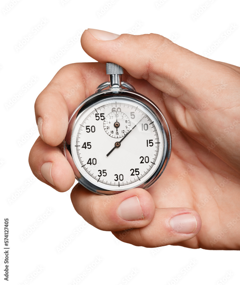 Close-up Stopwatch in Human Hand, Timer Close-up Stopwatch in Human Hand, Timer