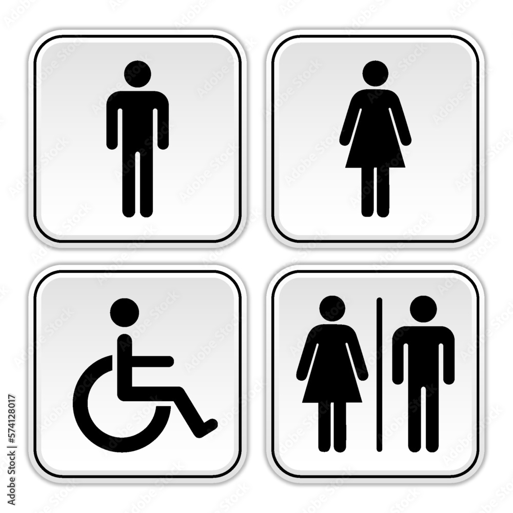 toilet sign restroom public sign symbol man woman wc simple square minimalist design illustration toilet sign restroom public sign symbol man woman wc simple square minimalist design illustration