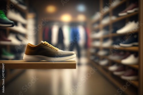 Shoes shop blurred background, Generative AI