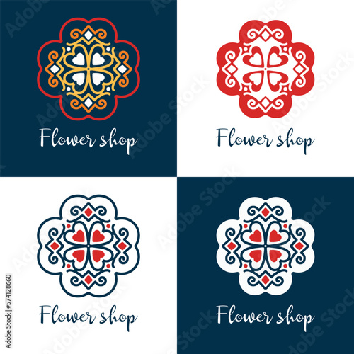 Abstract floral logo collection or flowers logo icon set design template vector illustration