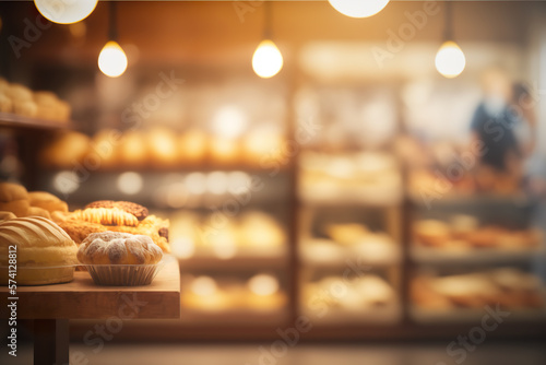 Bakery interior blurred background, Generative AI