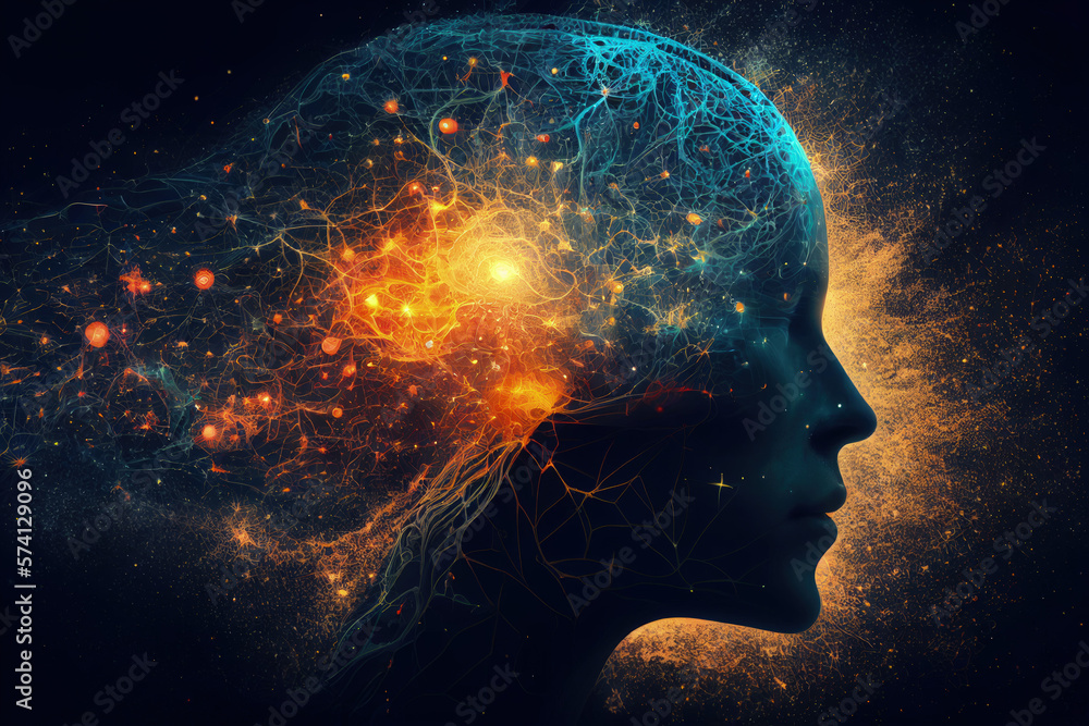 Human brain, neural network. Generative AI. Human brain, neural network. Generative AI.