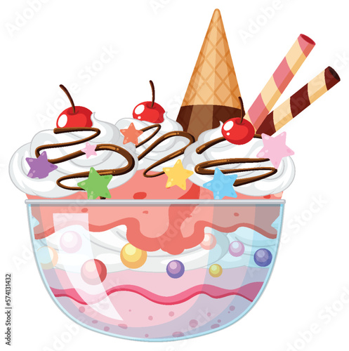 Ice cream sundae served in a glass bowl