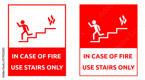 In case of fire use stairs label, vector
