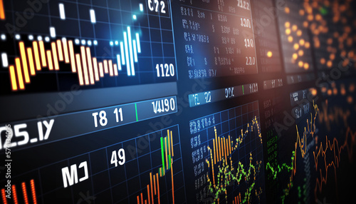 Financial Data at an Angle: Tilted Stock Market Graphs AI Generated