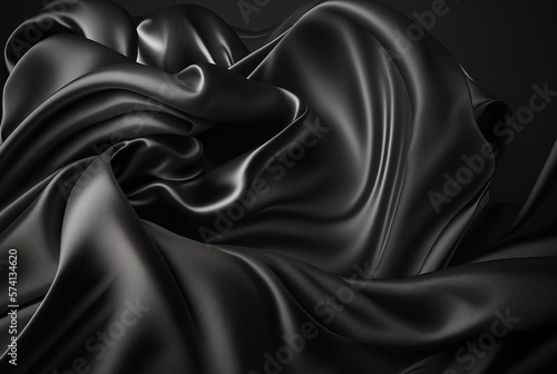 Black silk background image, generative ai