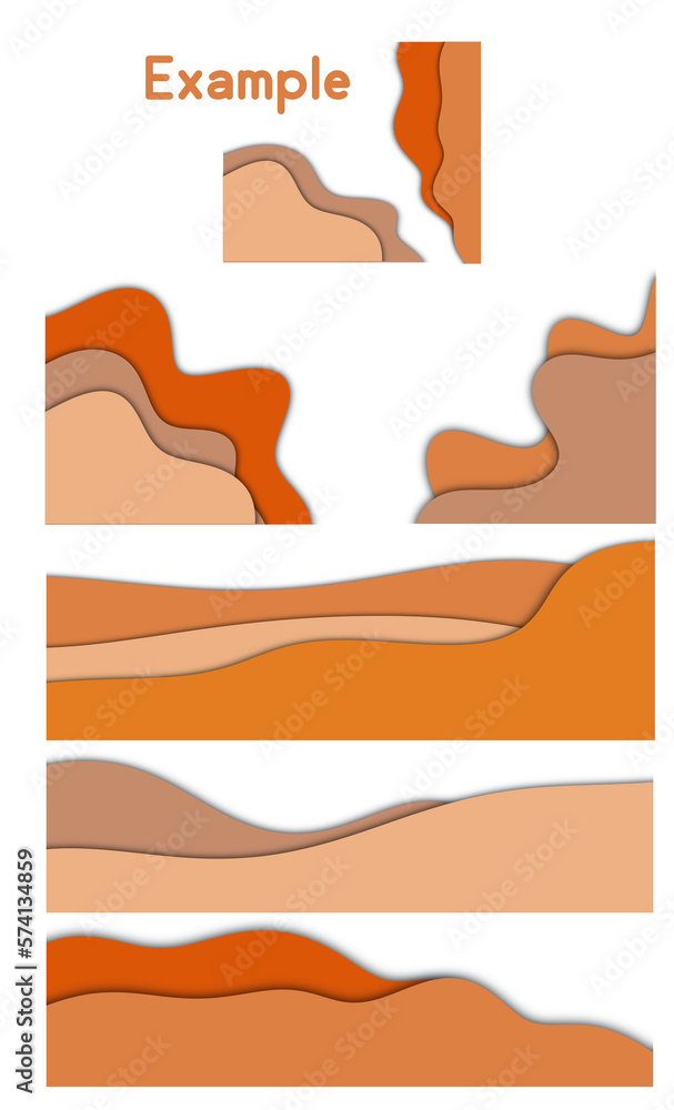 Wave shape frame layer background set 3d shadows Wave shape frame layer background set 3d shadows
