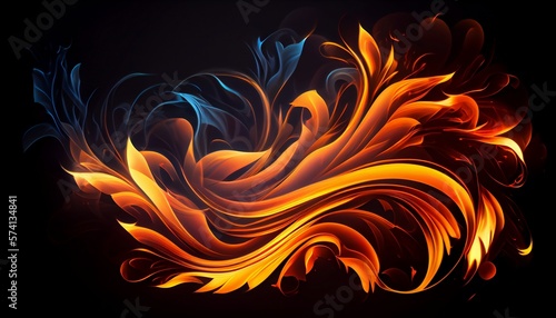 A Bold Abstract Flowing Flames Background, Generative AI, Illustration, This abstract background is bold and powerful, with flowing flames in fiery hues that create a dynamic and energetic atmosphere.