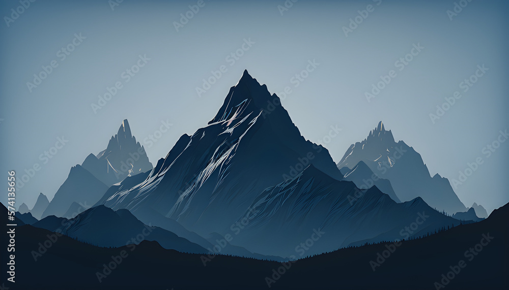 mountain dark-blue - obrazy, fototapety, plakaty 