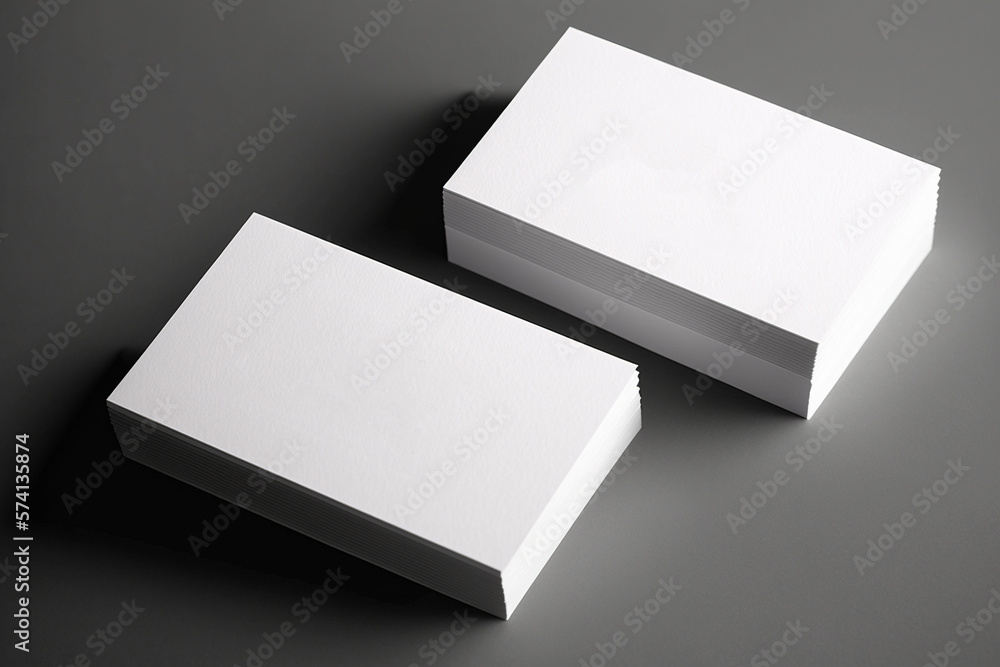 two blank white Textured Business Card Mockup. generative ai two blank white Textured Business Card Mockup. generative ai