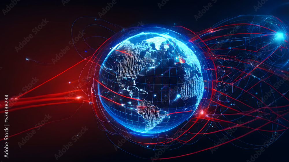The Digital Global Network, An Abstract Visualization of Our Connected World, Generative AI The Digital Global Network, An Abstract Visualization of Our Connected World, Generative AI