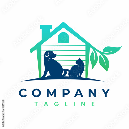 Dog And Cat Pet House Logo Design