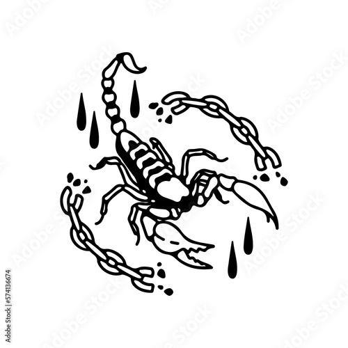 vector illustration of a scorpion with a chain