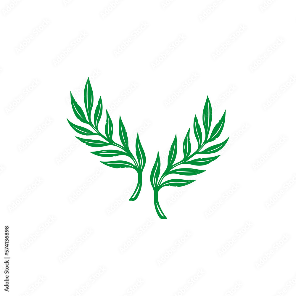 Naklejka premium vector illustration of two green leaves