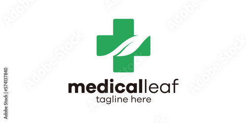 logo design medical and leaf icon vector inspiration illustration
