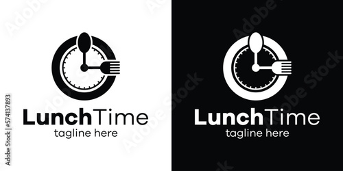 logo design lunch time icon vector illustration