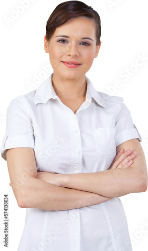 Young Woman with Arms Folded - Isolated