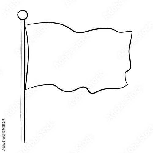 Hand-drawn rectangular flag on a pole