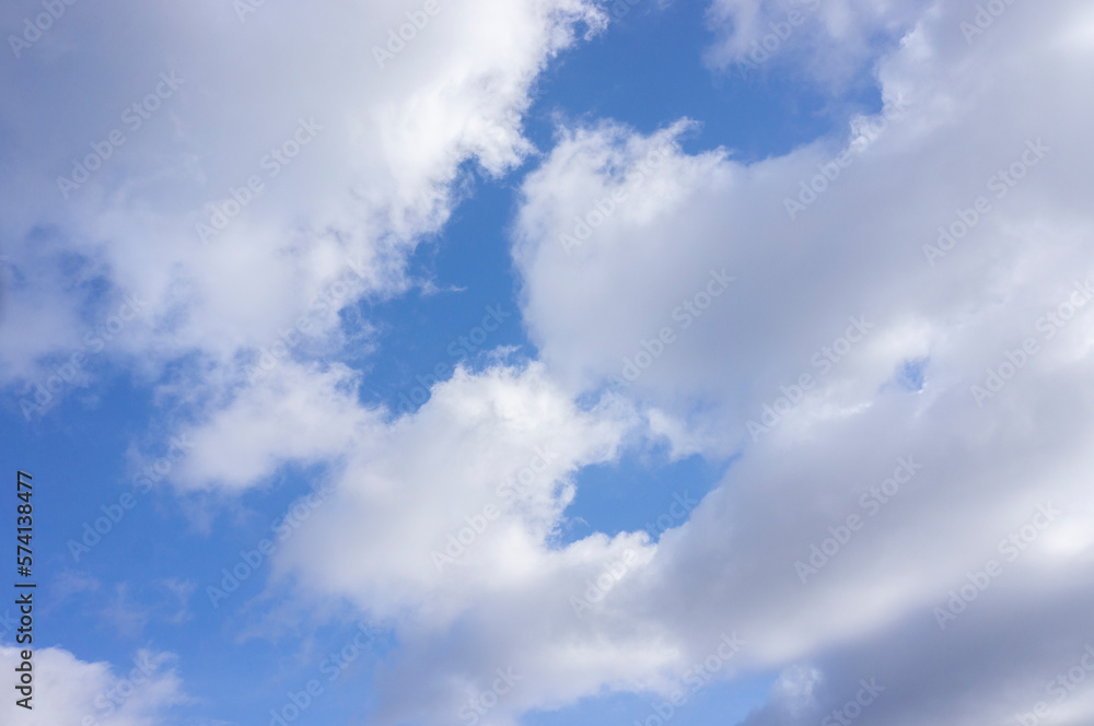 Fototapeta premium Dramatic blue sky and gray gloomy clouds