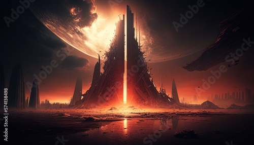 Grim doomsday scene of a ravaged world, with destruction and chaos abound © Artcuboy