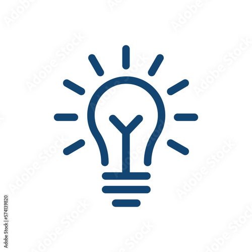blue linear bright light bulb like insight logo. flat stroke art style trend modern simple visionary logotype graphic lineart design web element. concept of night quizz badge or think outside the box