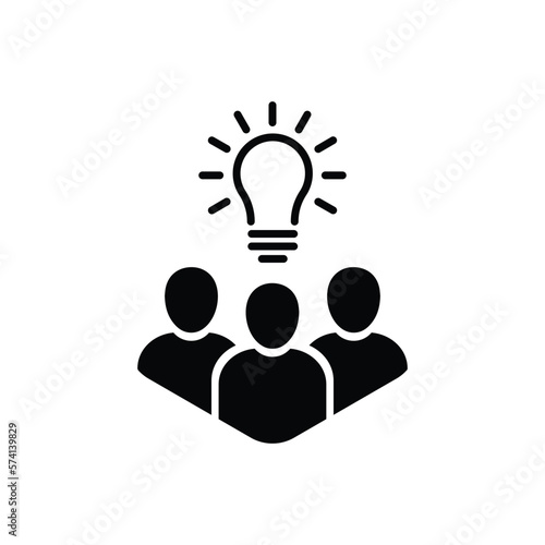 crowd of people icon with thin line bulb. flat simple trend modern smart people meeting logotype graphic design web element isolated on white. concept of aha moment skill or development service