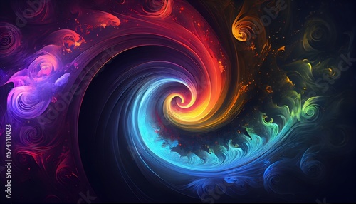 A Mesmerizing Spectral Swirls Abstract Background, Generative AI, Illustration, This abstract background features mesmerizing spectral swirls that create a sense of movement and fluidity.