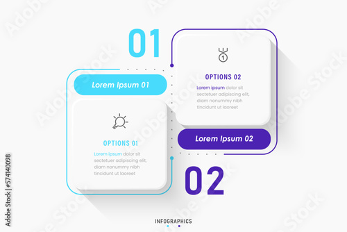 Vector Infographic label design template with icons and 2 options or steps. Can be used for process diagram, presentations, workflow layout, banner, flow chart, info graph. photo